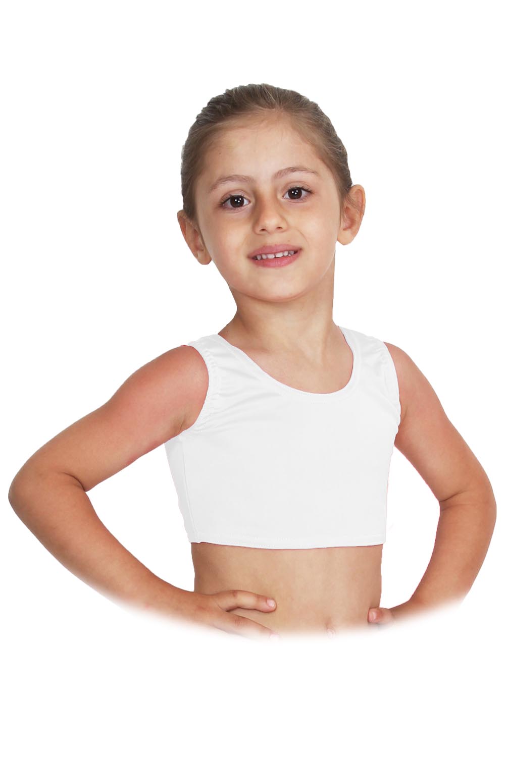 TOP DANZA LYCRA CORTO CON SPALLINE SPESSE BIANCO BABY